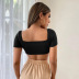 slim fit short sleeve knitted crop top multi-color NSYSQ117435