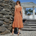 solid color high waist slanted shoulder dress NSYSQ117437