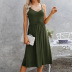 solid color low cut pleated slip dress NSYSQ117441