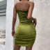 solid color pleated slip velvet dress NSYSQ117442