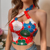 Summer sexy floral printed cross halterneck camisole vest NSYID117612