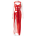 vestido de perspectiva de color sólido con cordones huecos sin mangas delgados NSLHC117470