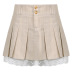 falda corta caqui de cintura alta plisada con borde de encaje de verano NSGWY117494