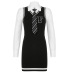 college style contrast color knitted vest dress and striped tie long-sleeved shirt two-piece set  NSGWY117500