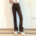 retro solid color high waist tight micro flared jeans  NSGWY117501