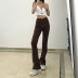 retro solid color high waist tight micro flared jeans  NSGWY117501
