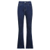 blue high-waist  hip-lifting raw edge skinny flared jeans NSGWY117503