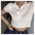 lapel Half-single-breasted slim cropped knitted T-shirt  NSGWY117508