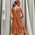 vestido corto de viajero con cuello en v sin mangas naranja de verano NSYSQ117509