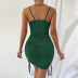 green girding tight pleated suspender dress NSYSQ117512