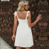 spring casual white commuter short suspender dress NSYSQ117517