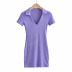lapel v neck short sleeve slim solid color dress NSXDX117523