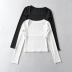 Long Sleeve Square Neck Stretch Thread Bottoming Shirt NSXDX117535