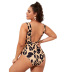 plus size hollow backless lace-up Leopard print one-piece swimsuit NSVNS117560