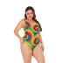 plus size print tight sleeveless one-piece swimsuit NSVNS117565