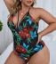 plus size print hanging neck backless one-piece swimsuit NSVNS117575