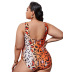 plus size lace-up Leopard print one-piece swimsuit NSVNS117577