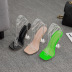 PVC rhinestone word square toe crystal high-heeled sandals NSZLX117594