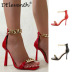 square toe pattern chain high-heeled sandals NSZLX117598