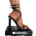 cross buckle belt clip toe high-heeled sandals NSZLX117599