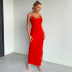 vestido largo rojo sexy sin espalda hendidura honda NSJLL117649