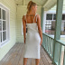 white wrapped chest knitted sling dress  NSJLL117656
