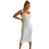 white wrapped chest knitted sling dress  NSJLL117656