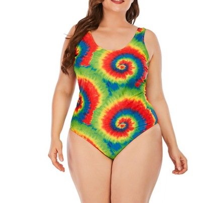 Plus Size Print Tight Sleeveless One-piece Swimsuit NSVNS117565