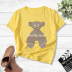 cartoon bear print short-sleeved T-shirt NSYAY122243