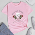 Skull Alphabet Rose Print Short Sleeve T-Shirt NSYAY122242