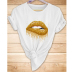 Creative Lip Print Short Sleeve T-Shirt NSYAY122238