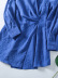long-sleeved v neck solid color shirt dress NSXFL117680