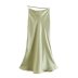 long slim solid color silk satin skirt NSXFL117682