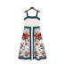 suspender backless slim flower print dress NSXFL117683