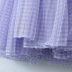 puffy sleeve low-cut lace-up plaid mesh dress NSXFL117693