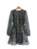 V-neck long sleeve lace-up ruffle leopard print dress NSXFL117709