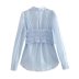 blue long-sleeved fungus edge slim shirt NSXFL117716