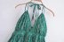 backless hanging neck lace-up v neck floral dress NSXFL117732