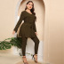 solid color round neck long sleeve top and trousers set NSWCJ117746