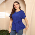 plus size solid color bow short-sleeved top NSWCJ117748