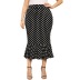 plus size polka dot fishtail slim skirt NSWCJ117755