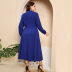 plus size solid color Round Neck Long Sleeve Retro Dress NSWCJ117758
