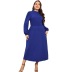 plus size solid color Round Neck Long Sleeve Retro Dress NSWCJ117758