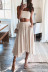 summer solid color sling vest and pleated skirt two-piece suit NSJRM117774