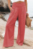 pantalones elásticos de cintura alta y pernera ancha de algodón y lino en color liso NSJRM117779