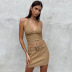 V-neck lace-up backless slim solid color top and skirt set NSHTL117785