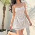 vestido lencero de gasa con cintura alta y estampado floral NSXE117834