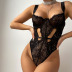 embroidery lace backless bow stitching with underwire one-piece underwear NSWY117850