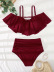 Plus size one-shoulder sling solid color Tankini two-piece set NSVNS117884