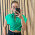 solid color short-sleeved cropped top NSLHC117893